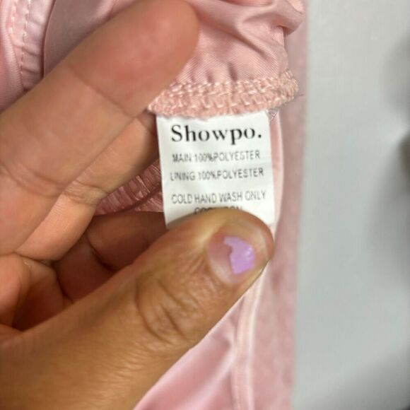 Showpo Womens Bodysuit Blouse Top Pink 16 Balloon Sleeve Ruched Swiss Dot - Picture 10 of 12